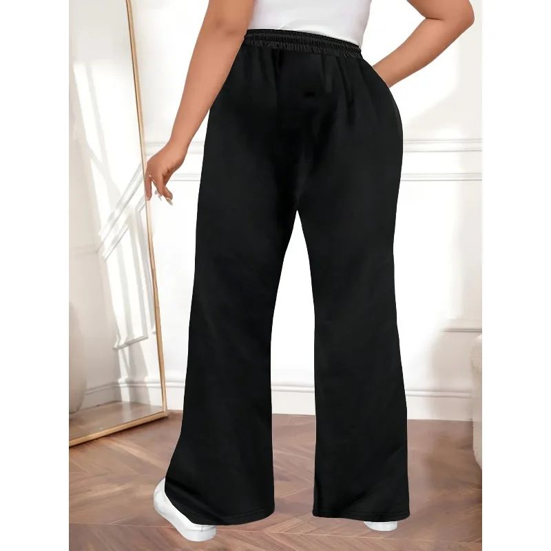 Plus Size 1XL5XL Womens Casual Drawstring Pants Slim Fit Solid Color Commuter Trousers 5