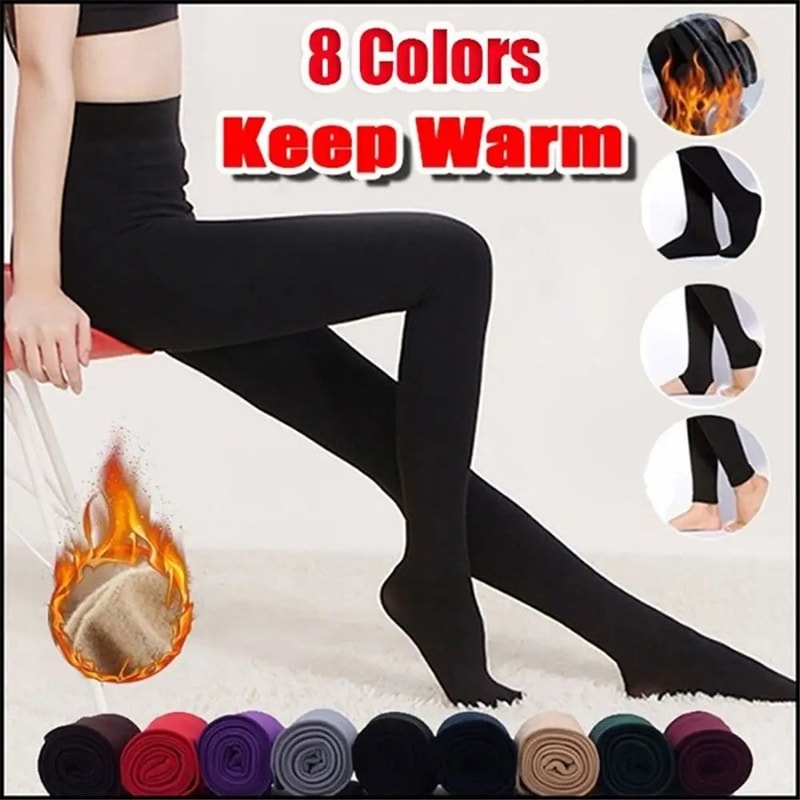 Womens Winter Thermal FleeceLined Leggings Ultra Stretch Warm Slim Fit Pantyhose 2