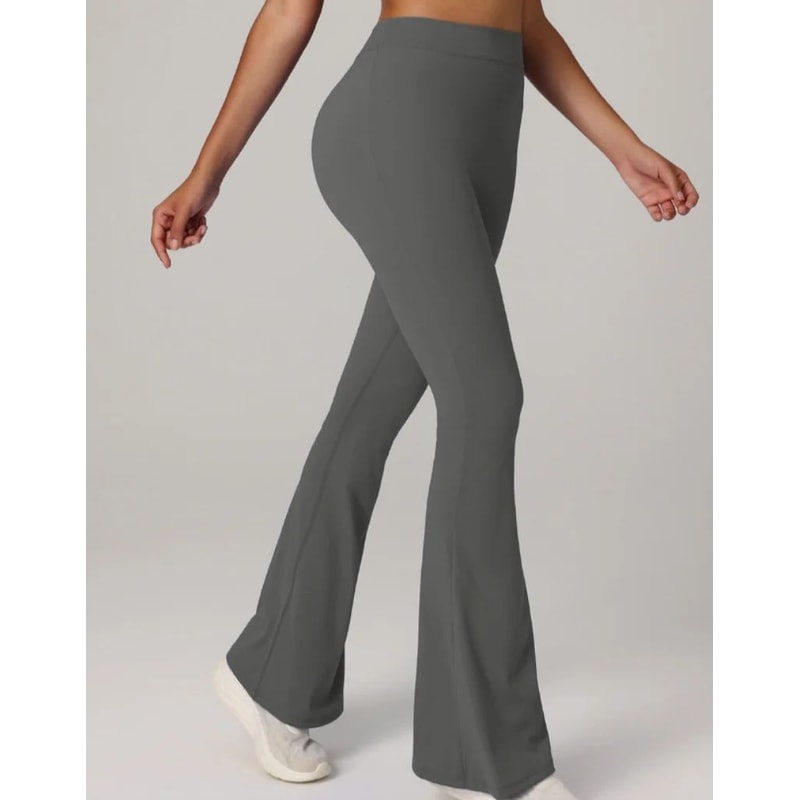 Womens HighWaist VShape Flare Yoga Pants Stretch Wide Leg Gym Dance Leggings 1