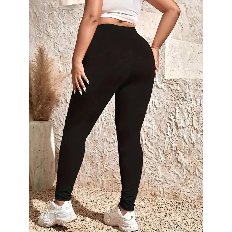 Womens Plus Size HighWaist Black Stretch Leggings Slim Fit AnkleLength Casual Sport Pants 5