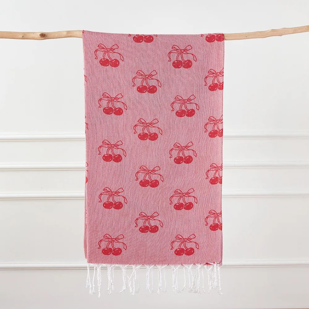 Turkish Cotton Cherry Bow Beach Towel QuickDry Fringed Bath Sauna Towel For Kids Family 13