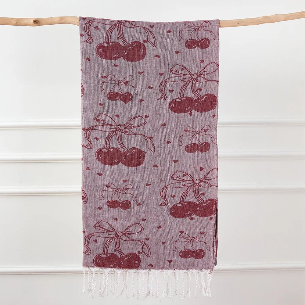 Turkish Cotton Cherry Bow Beach Towel QuickDry Fringed Bath Sauna Towel For Kids Family 14