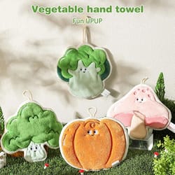wo-ow cartoon vegetable hand towel – coral velvet absorbent hanging kitchen & bathroom wipe cloth