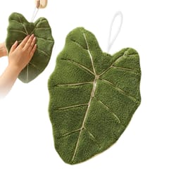 leaf-shaped coral velvet hand towels – absorbent hanging kitchen & bathroom decorative cloth