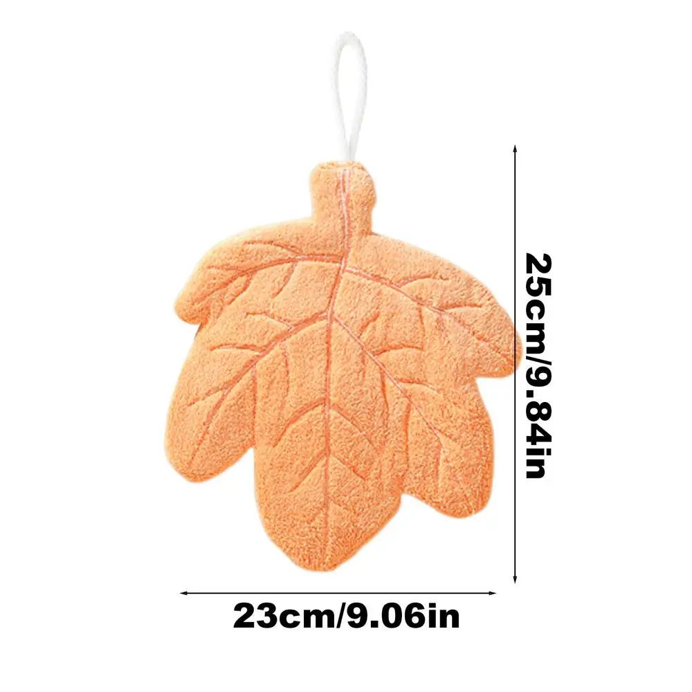 LeafShaped Coral Velvet Hand Towels Absorbent Hanging Kitchen Bathroom Decorative Cloth 7