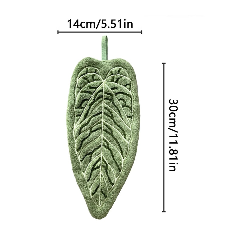 LeafShaped Coral Velvet Hand Towels Absorbent Hanging Kitchen Bathroom Decorative Cloth 8