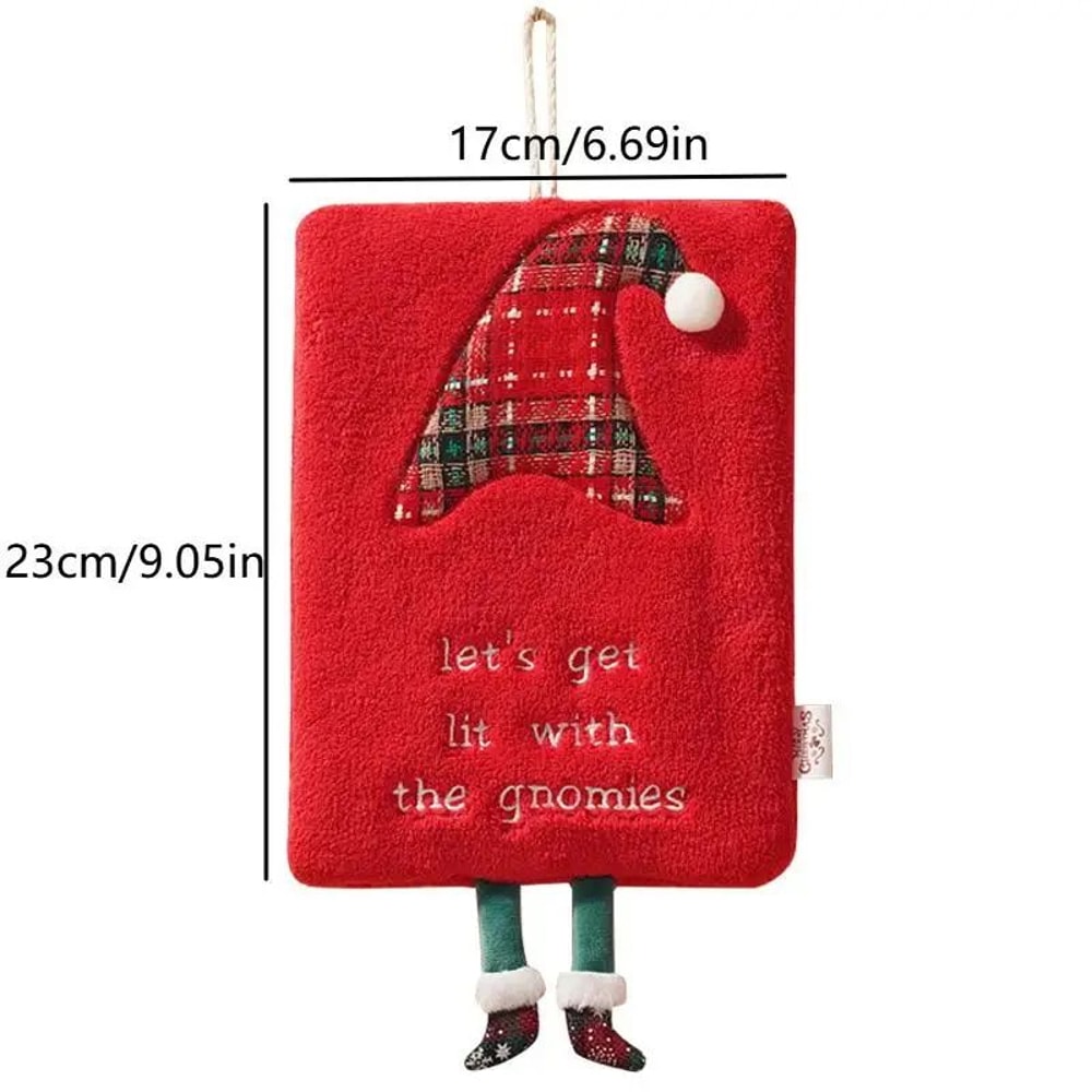 Christmas Cartoon Hanging Hand Towel Thick Coral Fleece Absorbent Kitchen Bathroom Cloth 5