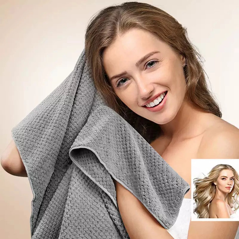 Large Microfiber Hair Towel Wrap Ultra Soft QuickDry AntiFrizz Hair Turban With Elastic Loop 1