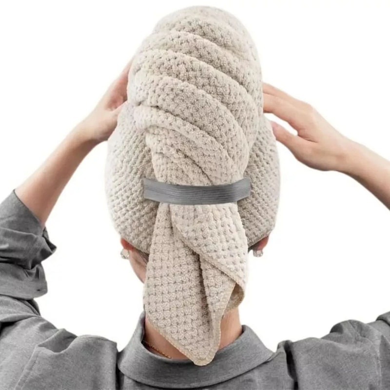 Large Microfiber Hair Towel Wrap Ultra Soft QuickDry AntiFrizz Hair Turban With Elastic Loop 4