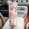 2pcs Floral Car Tissue Holder Set Creative Printed Hanging Tissue Barrel For Auto Interior 1
