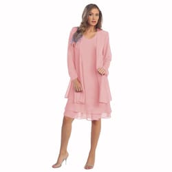 yihddy women's 2-piece chiffon dress set – elegant long sleeve cardigan & knee-length party dress plus size