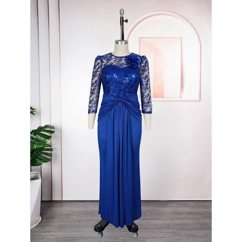 Fashion Plus Size African Sequin Bodycon Gown Dashiki Elegant Long Evening Wedding Dress 1