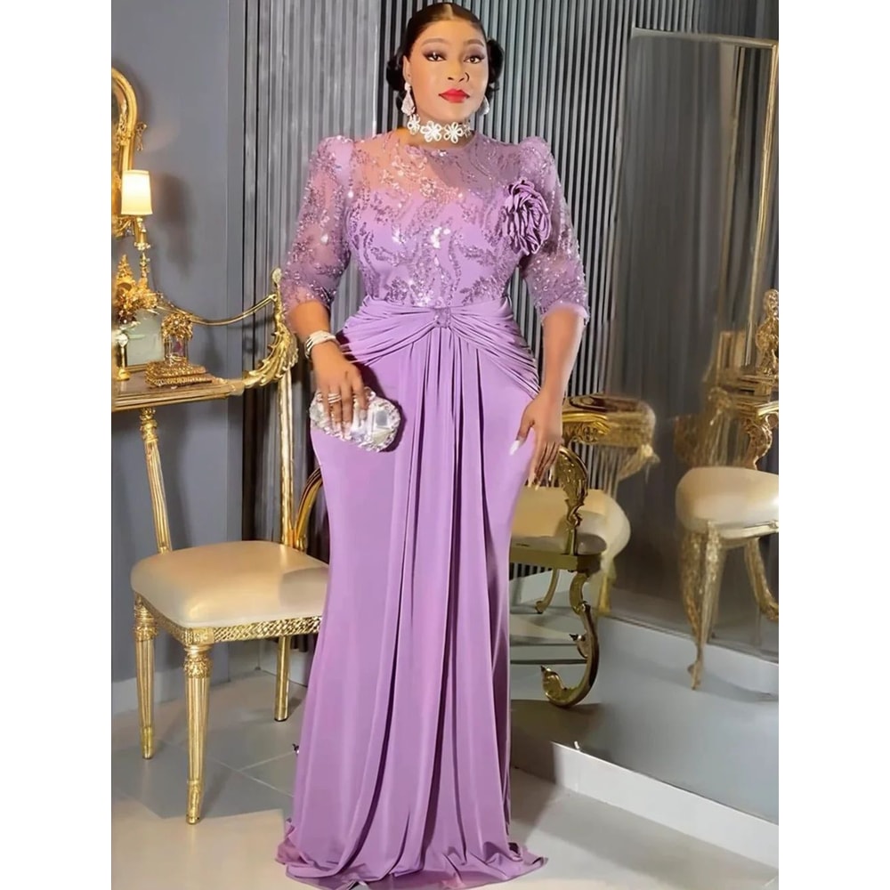 Fashion Plus Size African Sequin Bodycon Gown Dashiki Elegant Long Evening Wedding Dress 4