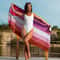 Rainbow LGBT Pride Microfiber Beach Towel Lesbian Pride Flag Striped Waffle Towel 0