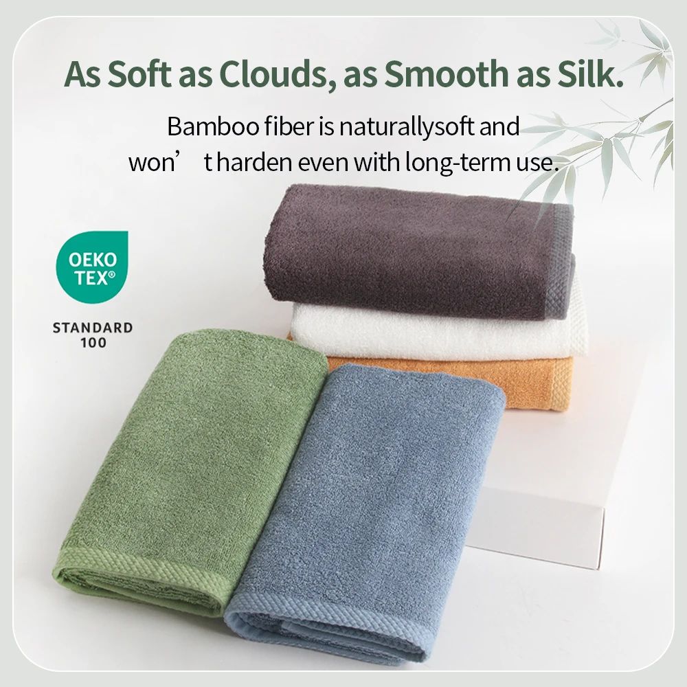 100 Bamboo Fiber Face Bath Towel Ultra Soft Thick Absorbent Bathroom Towel 5