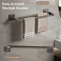 wall mount double towel rack – no drill abs 2-tier bathroom towel bar