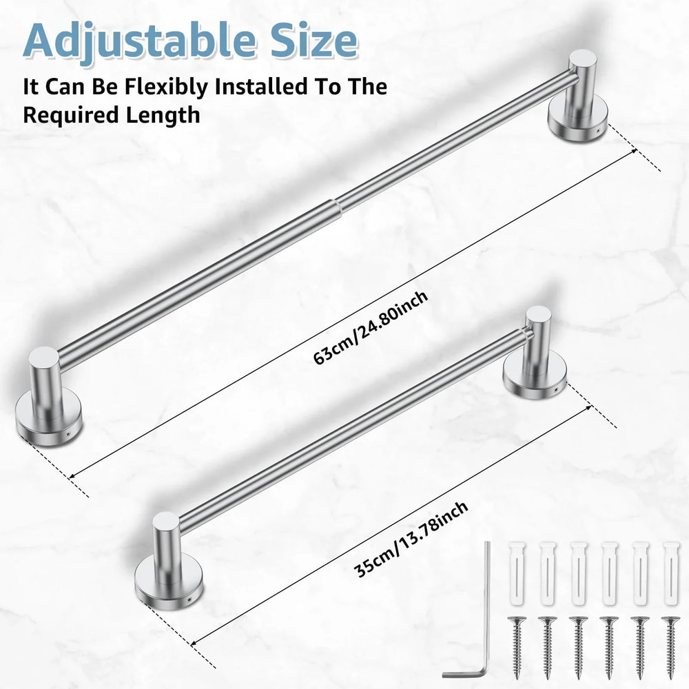 Adjustable Stainless Steel Retractable Towel Bar Wall Mounted SpaceSaving Towel Holder 2