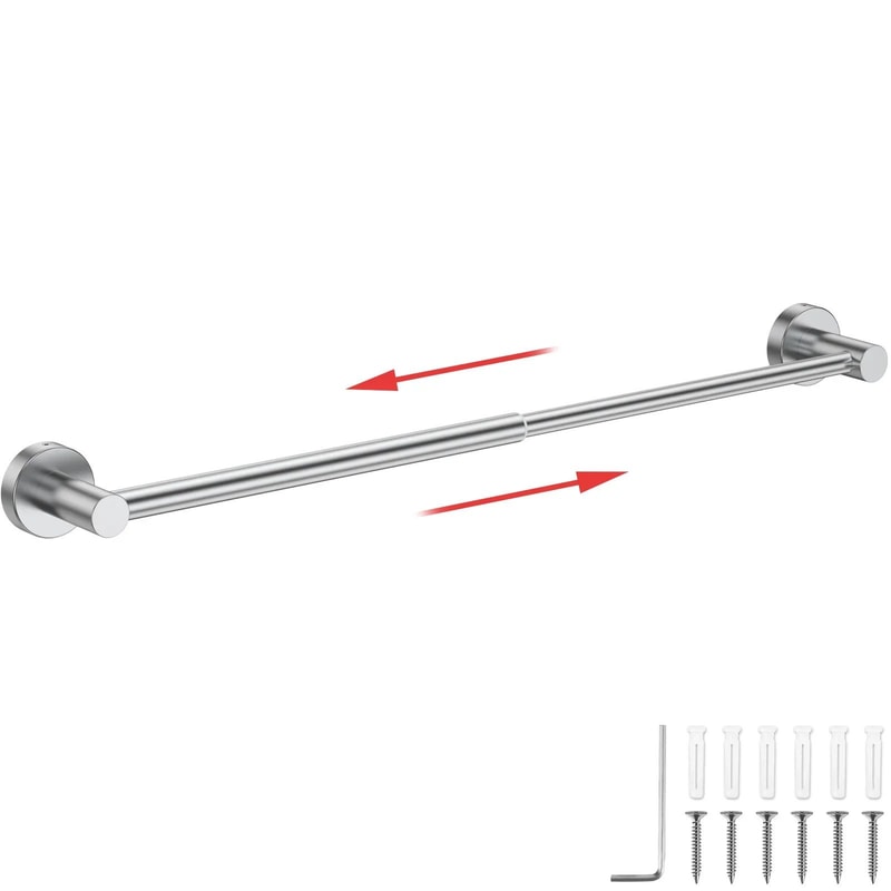 Adjustable Stainless Steel Retractable Towel Bar Wall Mounted SpaceSaving Towel Holder 7