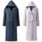 Couple Hooded Waffle Cotton Bathrobe Kimono Lounge Sleepwear Robe Set 5