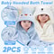 2pcs Hooded Baby Towel Set Soft Absorbent Cotton Baby Bath Towels For Newborns Toddlers 315x315 In 10