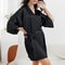 Womens Luxury Satin Silk Kimono Robe Navy Blue Bridesmaid Short Sleeve Bathrobe 2