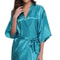Womens Luxury Satin Silk Kimono Robe Navy Blue Bridesmaid Short Sleeve Bathrobe 15