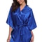 Womens Luxury Satin Silk Kimono Robe Navy Blue Bridesmaid Short Sleeve Bathrobe 11