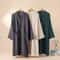 Unisex Cotton Kimono Robe Lightweight Couple Bathrobe Tie Waist Home Lounge Sleepwear 3