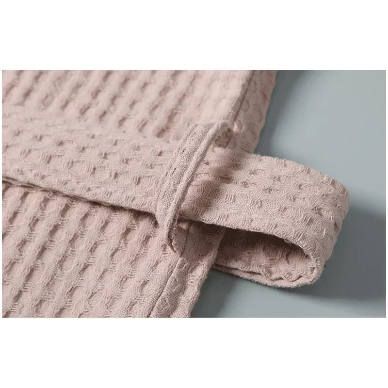 Couple Cotton Terry Waffle Bathrobe Lightweight Long Sleeve Spa Hotel Lounge Robe 5