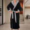 Mens Hooded Flannel Bathrobe Soft Plush Long Lounge Robe Thick Warm Home Sleepwear 0