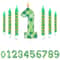 7pcs Pixel Game Theme Number Birthday Candles Set Green My World Cake Topper 09 Digital Party Candl 0