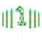 7pcs Pixel Game Theme Number Birthday Candles Set Green My World Cake Topper 09 Digital Party Candl 7