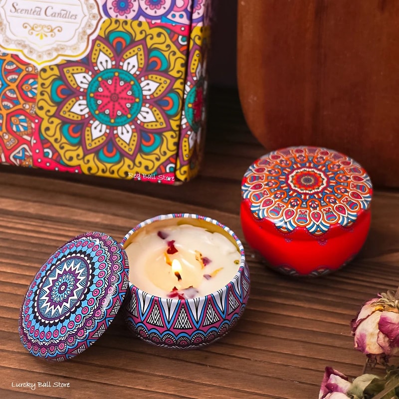4Piece Scented Candle Gift Set Islamic Arabian Pattern Jar Candles Smokeless Romantic Aromatherapy 1