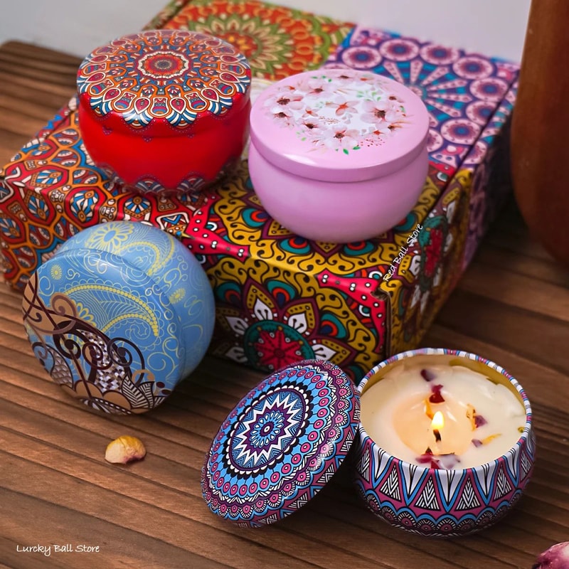 4Piece Scented Candle Gift Set Islamic Arabian Pattern Jar Candles Smokeless Romantic Aromatherapy 5