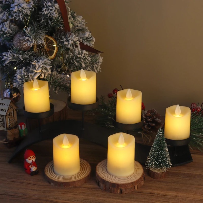 6Piece Flickering Flameless LED Candle Set Battery Operated Electric Candles For Weddings Home Ta 1