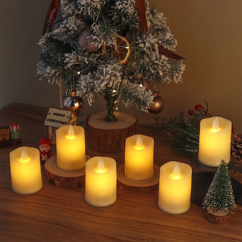 6Piece Flickering Flameless LED Candle Set Battery Operated Electric Candles For Weddings Home Ta 3