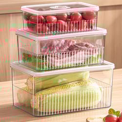 3-size transparent fridge organizer containers with lids – airtight food storage bins for fruits, vegetables & meal prep