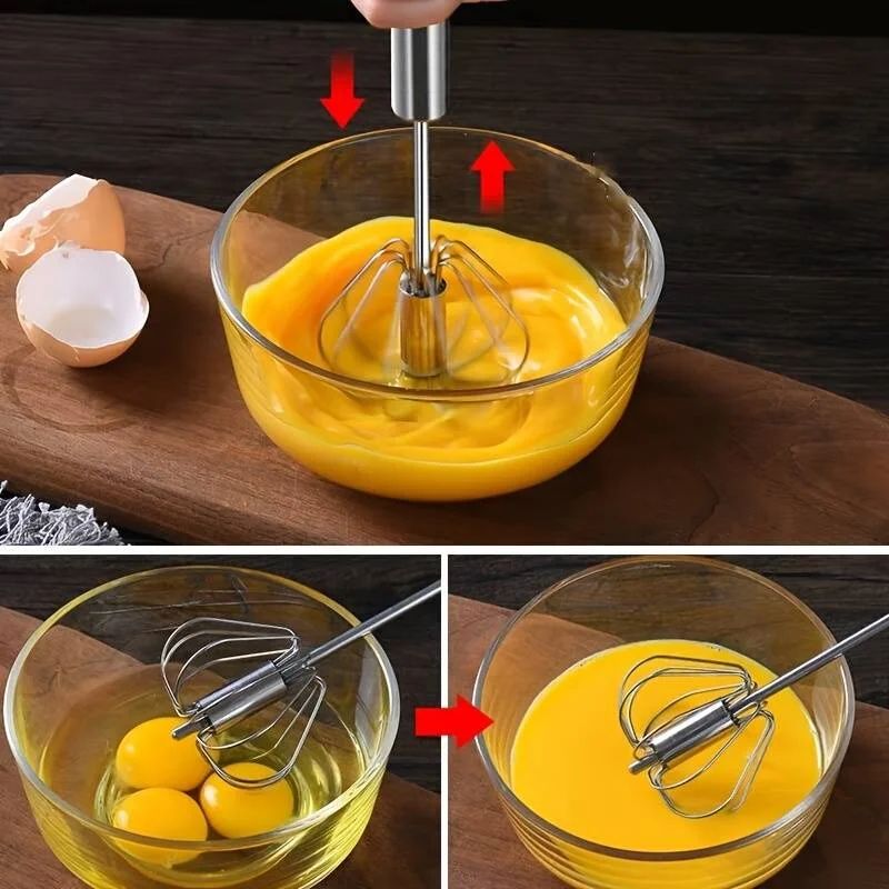 Stainless Steel SemiAutomatic Egg Beater Manual Hand Mixer Whisk For Baking Cooking Kitchen Use 2