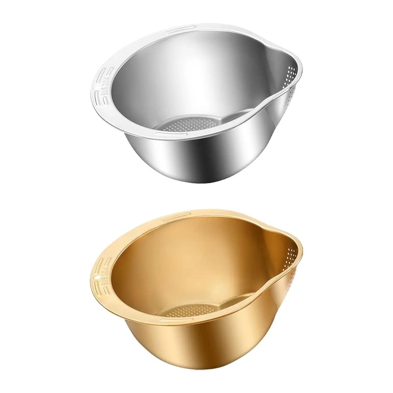 Stainless Steel Slanted Rice Strainer Bowl MultiUse Colander For Washing Rice Pasta Vegetables 5