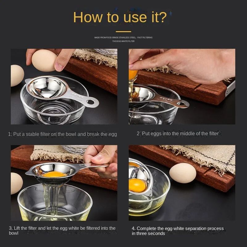 Stainless Steel Egg Yolk Separator 304 Egg White Divider Tool For Baking Cooking 1