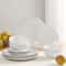 12Piece White Stoneware Dinnerware Set Elegant Plates Bowls Microwave Dishwasher Safe Tableware 0
