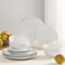12Piece White Stoneware Dinnerware Set Elegant Plates Bowls Microwave Dishwasher Safe Tableware 0