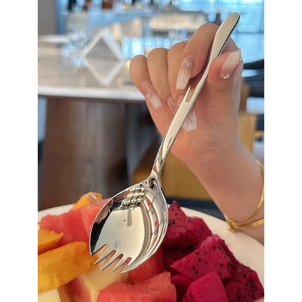 304 Stainless Steel Salad Forks Set Reusable Dessert Fruit Appetizer Spork Utensils 0