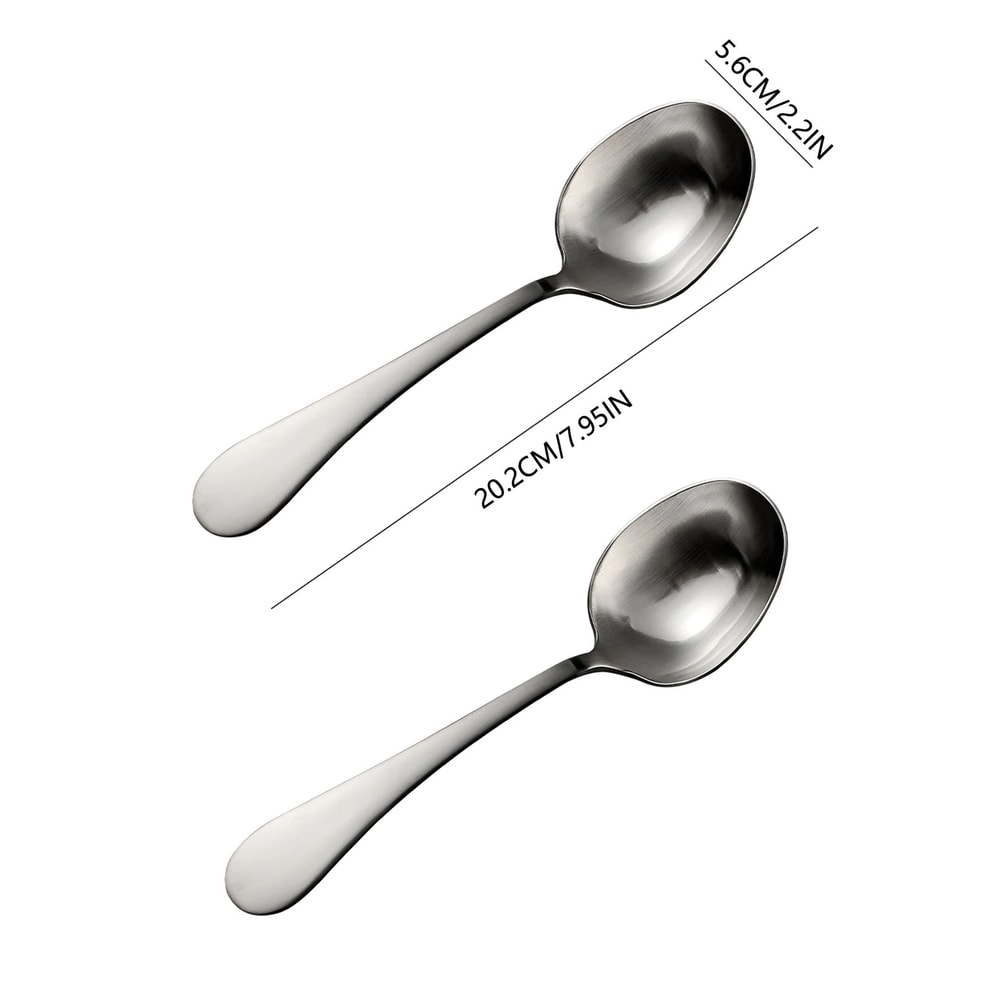 316 Stainless Steel Deep Soup Spoons Set 12 Pcs Large Round Spoons For Cereal Soup Dining 7