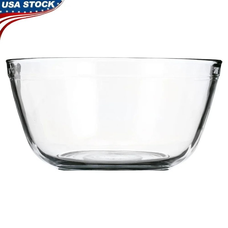 4Qt Durable Glass Mixing Bowl Microwave Safe ShatterResistant Bowl For Baking Mixing Food Storage 4