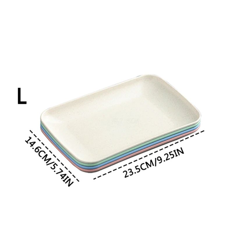 4Piece Wheat Straw Rectangle Plates Set EcoFriendly Reusable Dessert Salad Plates Microwave Safe 8