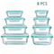 8Piece Glass Food Storage Containers Set Airtight Leakproof Lunch Boxes Microwave Oven Safe Meal 6