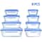 8Piece Glass Food Storage Containers Set Airtight Leakproof Lunch Boxes Microwave Oven Safe Meal 7