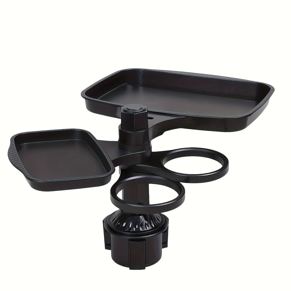 3in1 Car Cup Holder Tray Expandable Rotating Food Table With 360 Adjustable Base 6