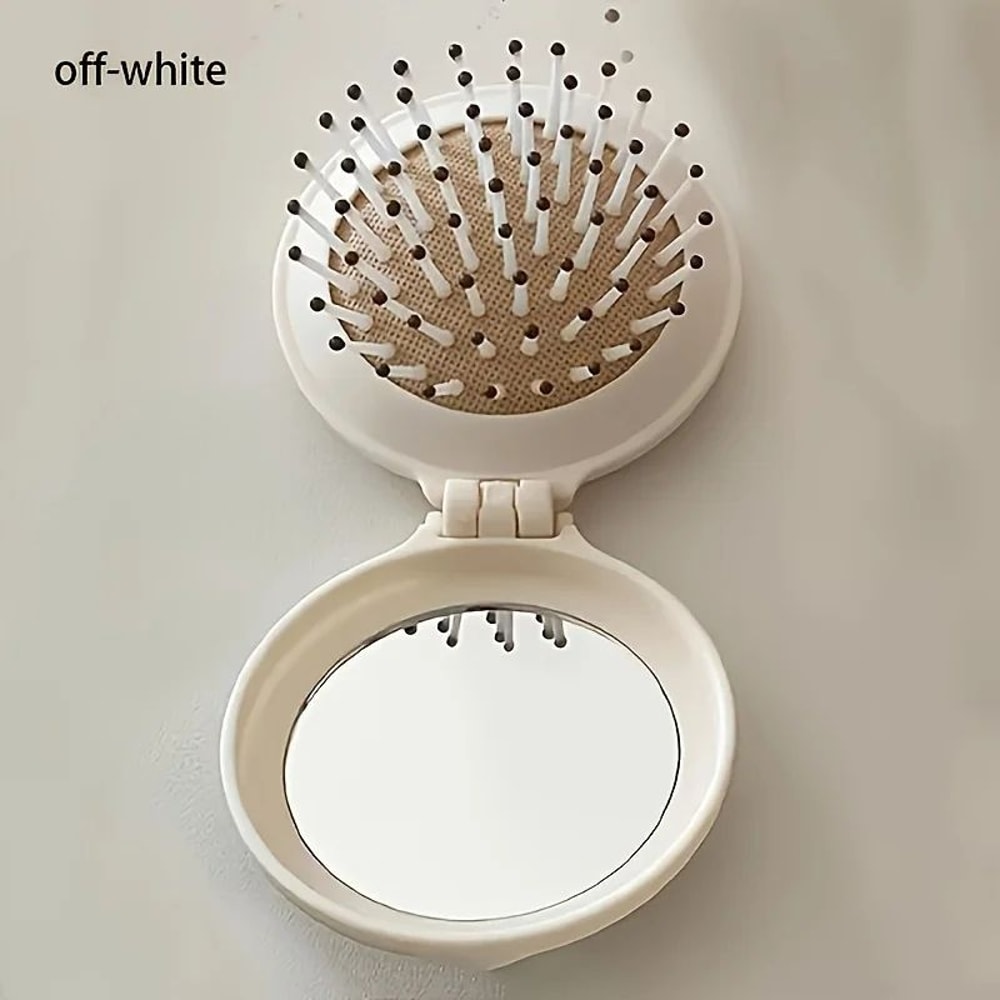 Mini Folding Travel Hair Brush With Mirror Portable Compact Dual Fold Styling Brush For Women 3